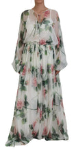 Load image into Gallery viewer, Dolce &amp; Gabbana White Floral Roses Silk Maxi Gown Dress
