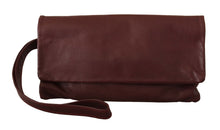 Load image into Gallery viewer, Elegant Brown Leather Clutch with Silver Detailing
