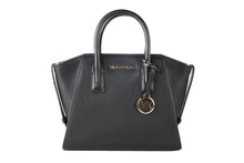 Load image into Gallery viewer, Michael Kors Avril Small Black Pebble Leather Top Zip Satchel Crossbody Bag
