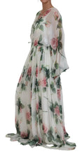 Load image into Gallery viewer, Dolce &amp; Gabbana White Floral Roses Silk Maxi Gown Dress
