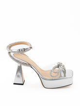 Load image into Gallery viewer, MACH &amp; MACH Elegant Silver Double Bow Platform Sandals
