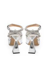 Load image into Gallery viewer, MACH &amp; MACH Elegant Silver Double Bow Platform Sandals
