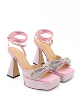 Load image into Gallery viewer, MACH &amp; MACH Enchanting Pink Crystal Bow Sandals
