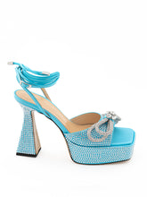 Load image into Gallery viewer, MACH &amp; MACH Elegant Light Blue Crystal Bow Sandals
