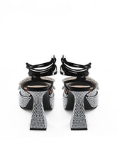 Load image into Gallery viewer, MACH &amp; MACH Crystal Bow Black Leather Sandals
