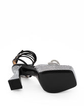 Load image into Gallery viewer, MACH &amp; MACH Crystal Bow Black Leather Sandals
