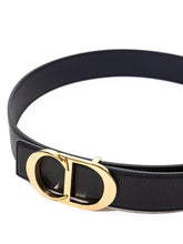 Load image into Gallery viewer, Dior Elegant Black Leather Belt with Golden Buckle
