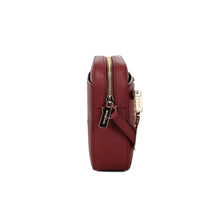 Load image into Gallery viewer, Michael Kors Jet Set East West Large Dark Cherry Leather Zip Chain Crossbody Bag
