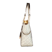 Load image into Gallery viewer, Michael Kors Jet Set Large Pale Gold Signature X Cross Chain Shoulder Tote Bag
