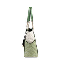 Load image into Gallery viewer, Michael Kors Jet Set Large Fern Green X Cross Chain Shoulder Tote Handbag
