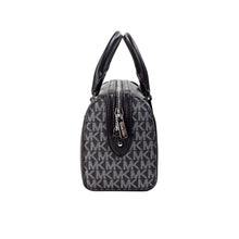 Load image into Gallery viewer, Michael Kors Travel XS Black Silver Signature PVC Duffle Crossbody Bag Purse
