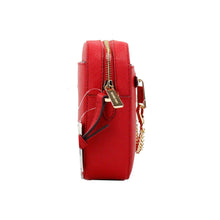 Load image into Gallery viewer, Michael Kors Jet Set Large East West Bright Red Leather Zip Chain Crossbody Bag
