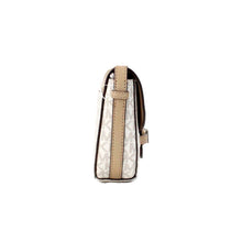 Load image into Gallery viewer, Michael Kors Reed Small Camel Signature PVC Flap Saddle Crossbody Bag
