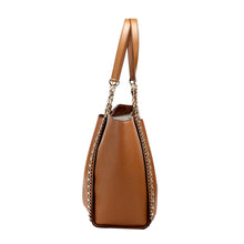 Load image into Gallery viewer, Michael Kors Mina Large Luggage Leather Belted Chain Inlay Tote Bag
