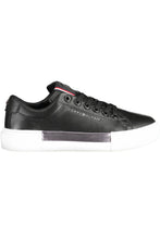 Load image into Gallery viewer, Tommy Hilfiger Chic Black Cotton-Leather Blend Sneakers
