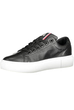 Load image into Gallery viewer, Tommy Hilfiger Chic Black Cotton-Leather Blend Sneakers
