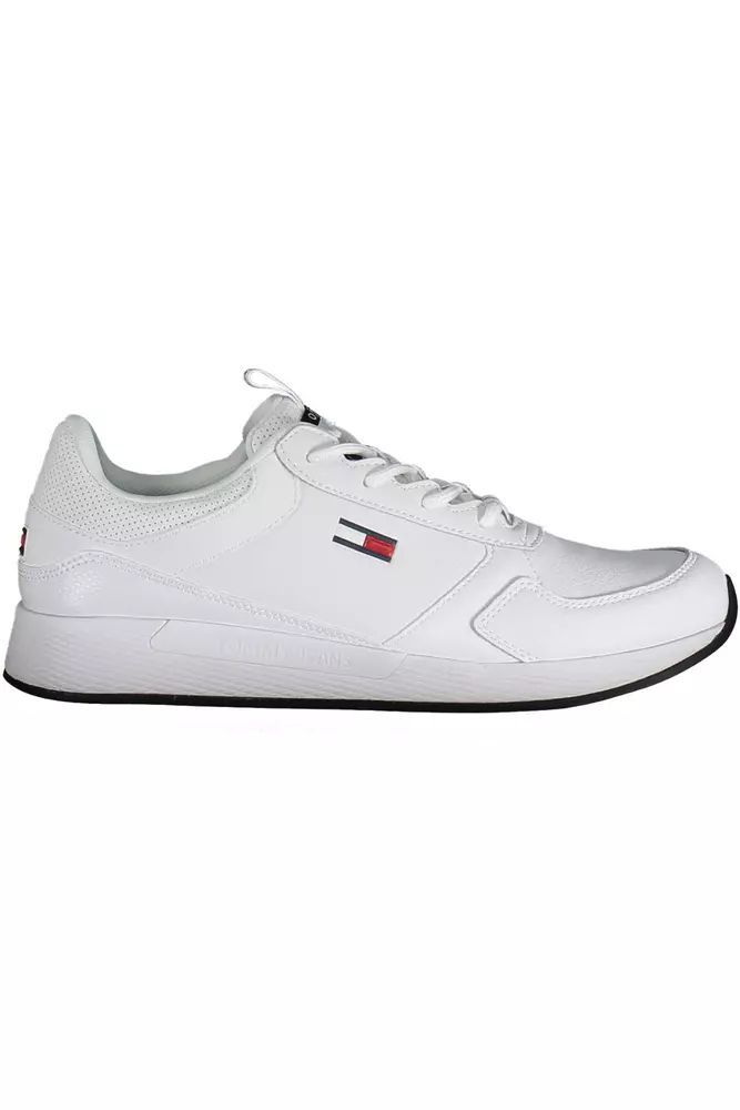 Tommy Hilfiger Sleek White Lace-Up Sneakers with Logo Detail