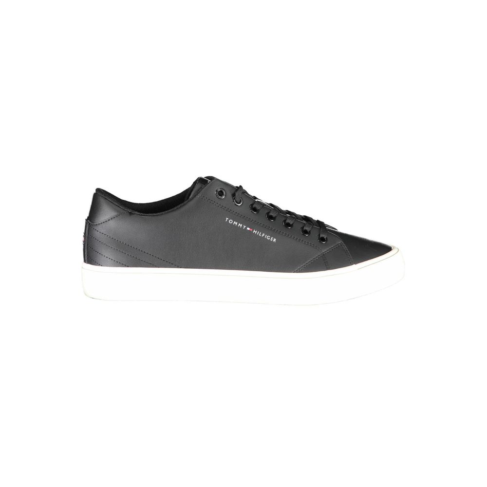 Tommy Hilfiger Sleek Black Lace-Up Eco-Conscious Sneakers