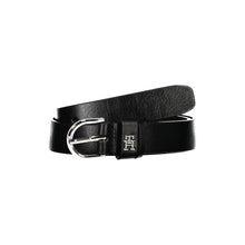Load image into Gallery viewer, Tommy Hilfiger Elegant Black Leather Belt with Metal Buckle
