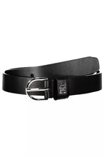 Load image into Gallery viewer, Tommy Hilfiger Elegant Black Leather Belt with Metal Buckle
