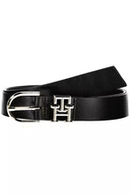 Load image into Gallery viewer, Tommy Hilfiger Elegant Black Leather Belt with Metal Buckle
