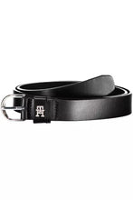 Load image into Gallery viewer, Tommy Hilfiger Elegant Black Leather Belt with Metal Buckle
