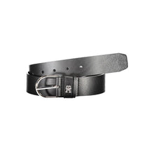 Load image into Gallery viewer, Tommy Hilfiger Elegant Black Leather Belt with Metal Buckle
