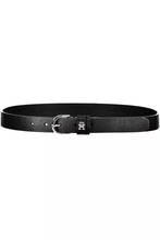 Load image into Gallery viewer, Tommy Hilfiger Elegant Black Leather Belt with Metal Buckle
