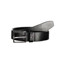 Load image into Gallery viewer, Tommy Hilfiger Elegant Black Leather Belt with Metal Buckle
