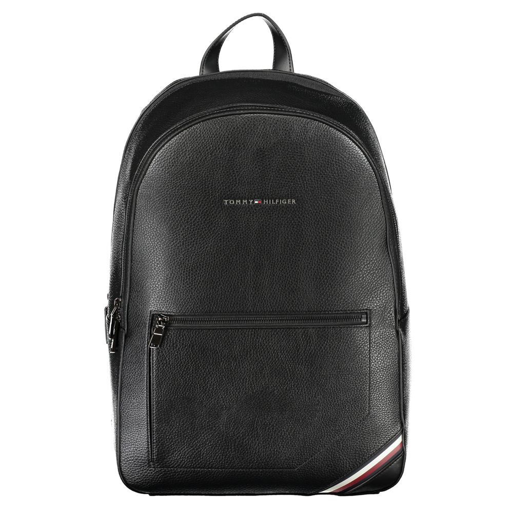 Tommy Hilfiger Elegant Black Urban Backpack with Contrast Details