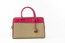 Load image into Gallery viewer, Michael Kors Travel Medium Carmine Pink Signature PVC Duffle Crossbody Bag Purse
