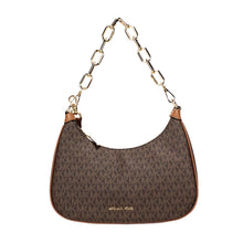 Load image into Gallery viewer, Michael Kors Cora Large Brown PVC Zip Pouchette Chain Shoulder Crossbody Bag
