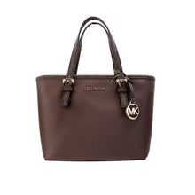 Load image into Gallery viewer, Michael Kors Jet Set Mocha Leather XS Carryall Top Zip Tote Bag Purse
