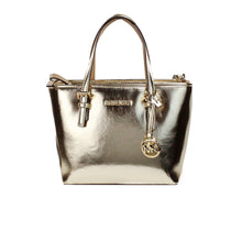 Load image into Gallery viewer, Michael Kors Jet Set Pale Gold Metallic XS Carryall Top Zip Tote Bag Purse
