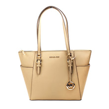 Load image into Gallery viewer, Michael Kors Charlotte Camel Large Leather Top Zip Tote Bag Purse
