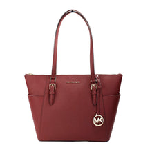 Load image into Gallery viewer, Michael Kors Charlotte Dark Cherry Large Leather Top Zip Tote Bag Purse
