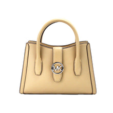 Load image into Gallery viewer, Michael Kors Gabby Small Camel Faux Leather Top Zip Satchel Crossbody Bag
