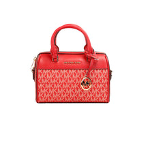 Load image into Gallery viewer, Michael Kors Travel XS Bright Red Signature PVC Duffle Crossbody Bag Purse
