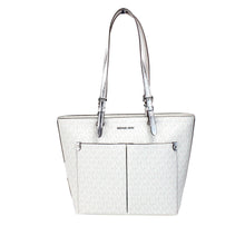 Load image into Gallery viewer, Michael Kors Jet Set Medium Optic White Signature PVC Double Pocket Tote Bag
