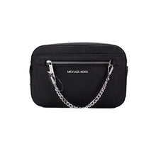 Load image into Gallery viewer, Michael Kors Jet Set East West Large Black Leather Zip Chain Crossbody Bag
