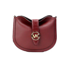 Load image into Gallery viewer, Michael Kors Gabby Small Dark Cherry Leather Foldover Hobo Crossbody Bag
