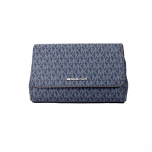 Load image into Gallery viewer, Michael Kors Jet Set Medium Navy Blue PVC Convertible Pouchette Crossbody Bag
