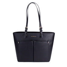 Load image into Gallery viewer, Michael Kors Jet Set Medium Black Vegan Leather Double Pocket Tote Bag
