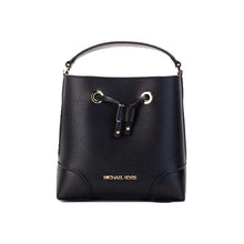 Load image into Gallery viewer, Michael Kors Mercer Small Black Pebbled Leather Bucket Crossbody Bag Purse
