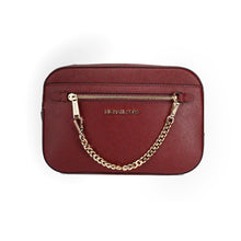 Load image into Gallery viewer, Michael Kors Jet Set East West Large Dark Cherry Leather Zip Chain Crossbody Bag
