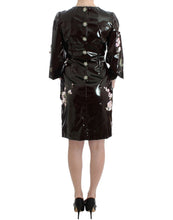 Load image into Gallery viewer, Dolce &amp; Gabbana Black patent floral HANDPAINTED dress
