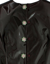 Load image into Gallery viewer, Dolce &amp; Gabbana Black patent floral HANDPAINTED dress

