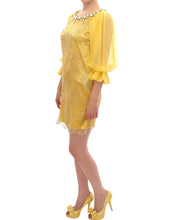 Load image into Gallery viewer, Dolce &amp; Gabbana Yellow lace crystal mini dress
