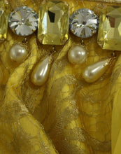 Load image into Gallery viewer, Dolce &amp; Gabbana Yellow lace crystal mini dress
