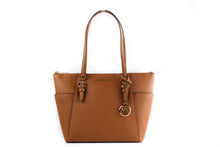 Load image into Gallery viewer, Michael Kors Charlotte Signature Leather Large Top Zip Tote Handbag Bag
